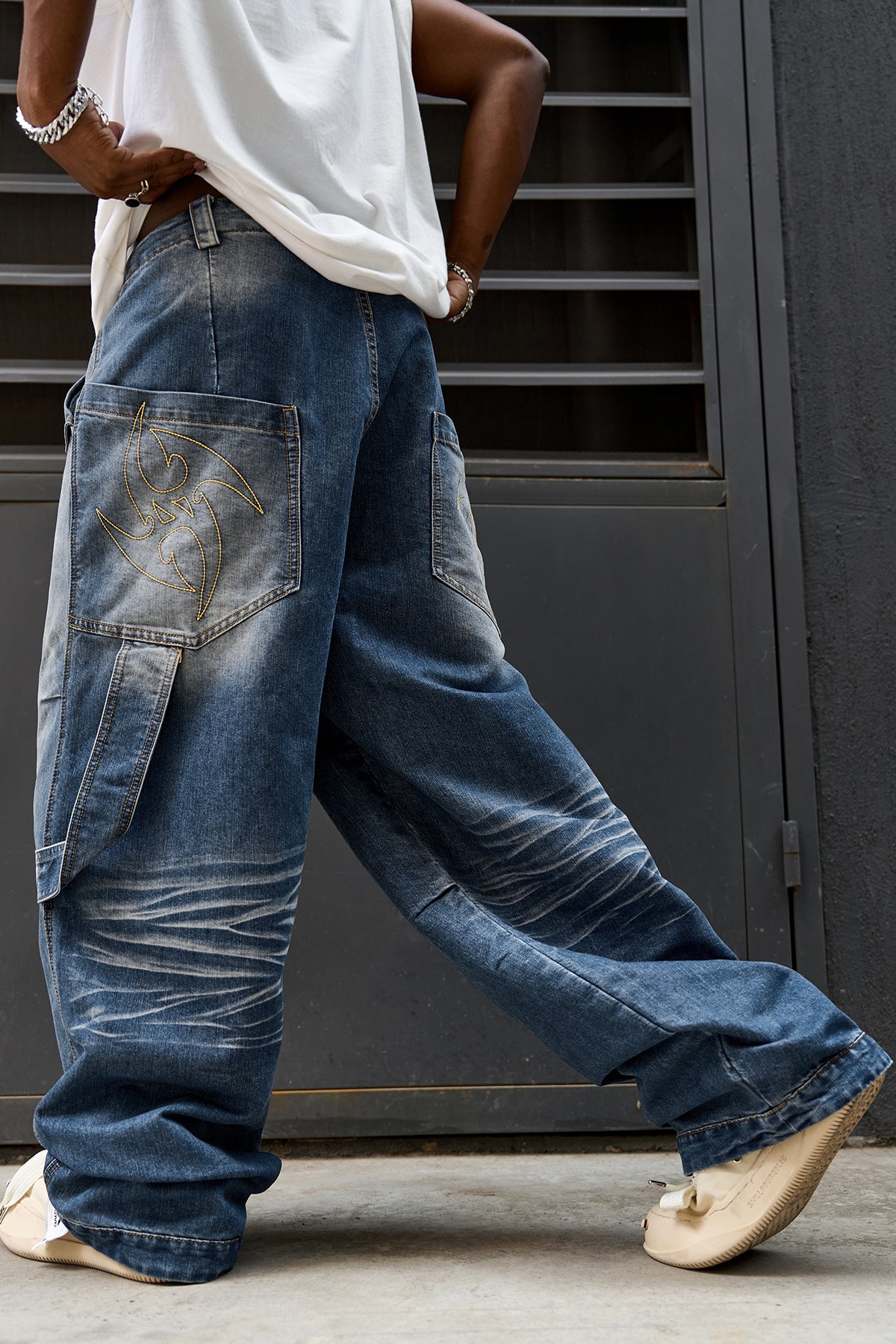 Creases Light Wash Loose Wide Leg Jeans