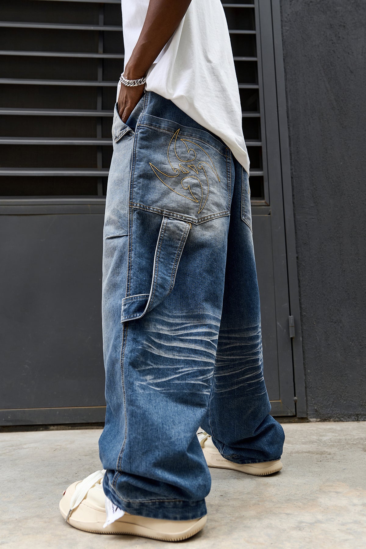 Creases Light Wash Loose Wide Leg Jeans