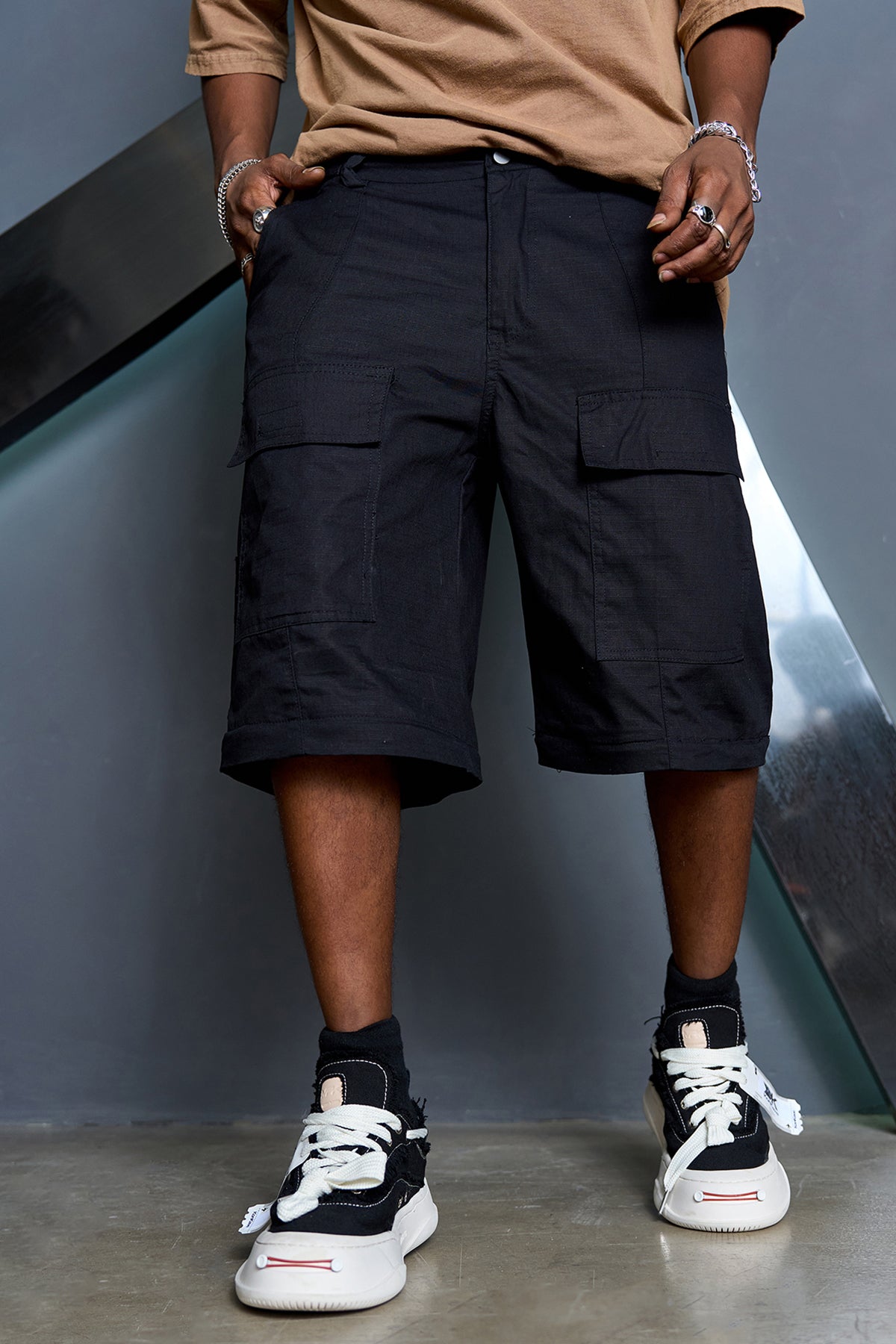 Knee Detachable Layered Cargo Pants